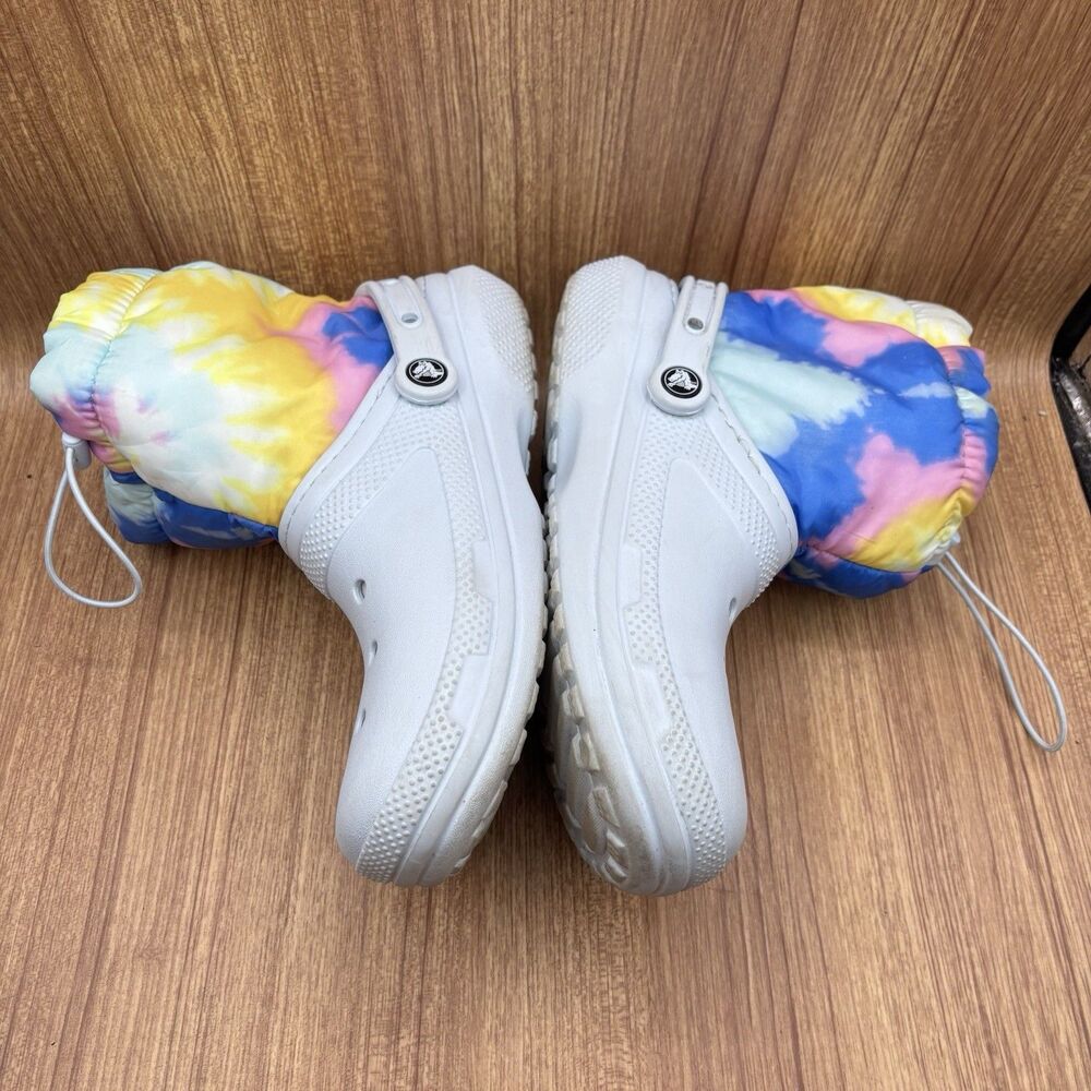 Crocs Boots Neo-Puff Tie Dye Light‎ Blue Fleece Lined Women’s Size 10 Or Men’s 8 - Picture 5 of 9